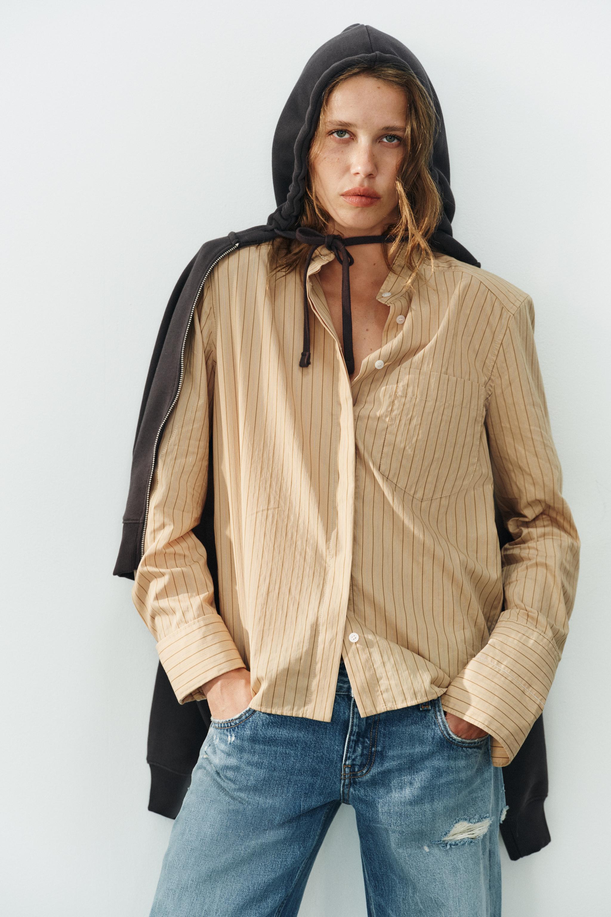 STRIPED SHOULDER-PAD SHIRT